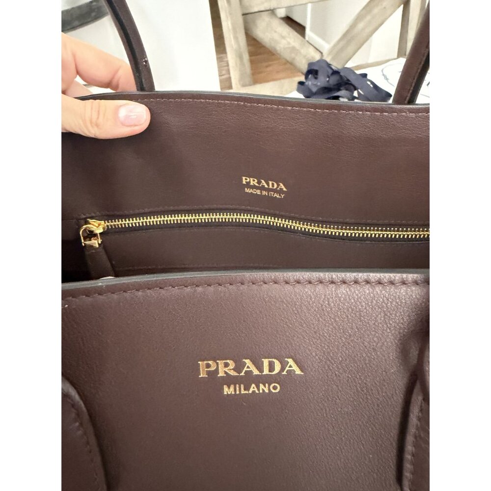PRADA Large leather tote bag Briarwood Chocolate Brown Leather - Picture 12 of 16